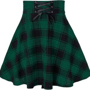 Gothic Plaid Mini Skirts for Women Short High Waist Plaid Skirts
